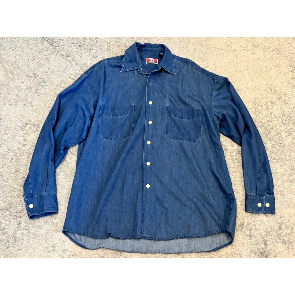 R&R Jean Co Classic Denim Button Shirt Mens M Casual Long Sleeve Cotton Chambray